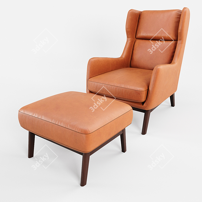 Sleek Ryder Leather Chair 3D model image 5