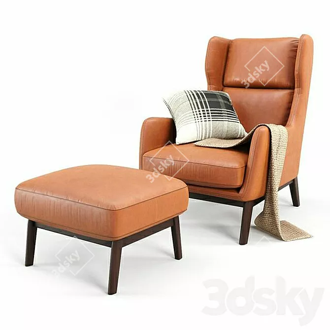Sleek Ryder Leather Chair 3D model image 7
