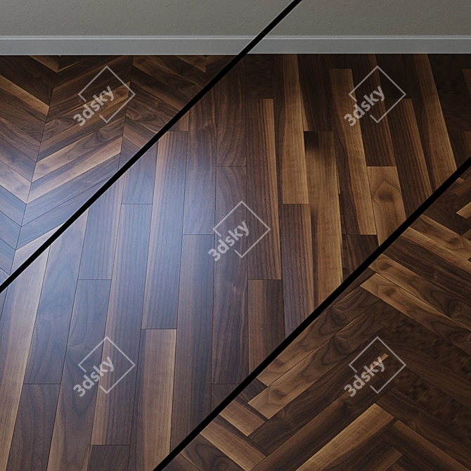 Elegant Forte Walnut Parquet 3D model image 1