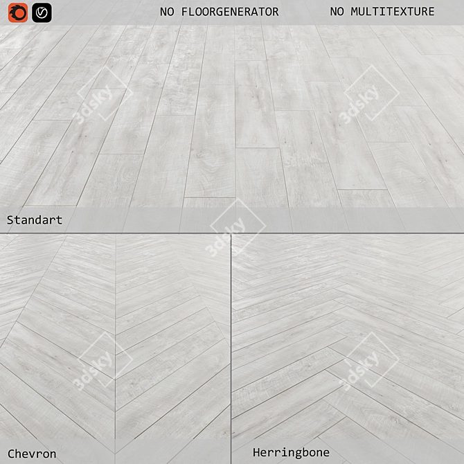 Versatile Laminate Flooring: 3 Layouts, Editable Poly, 7 Tile Textures 3D model image 1