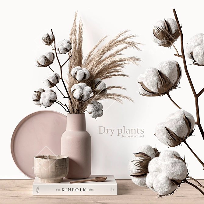 Botanical Bliss: Decorative Dry Plant Set 3D model image 1