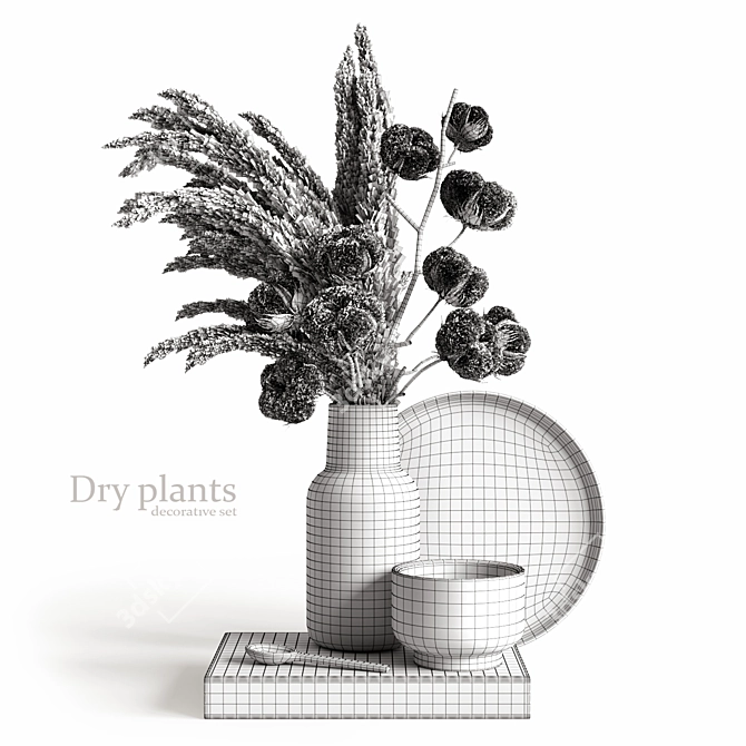 Botanical Bliss: Decorative Dry Plant Set 3D model image 3