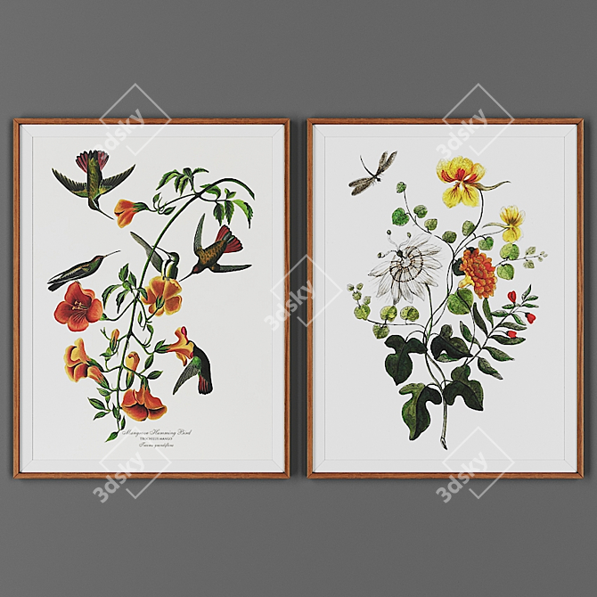 Wooden Frame Picture Set 3D model image 1