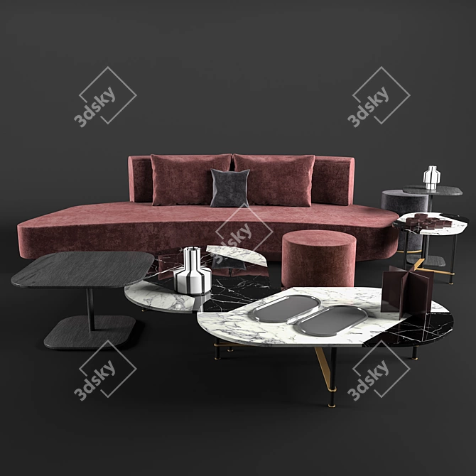 Modern Vray Sofa Design 3D model image 1