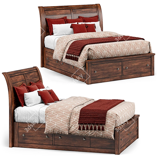 Title: Chestnut Arthur Storage Bed by Apt2b 3D model image 1