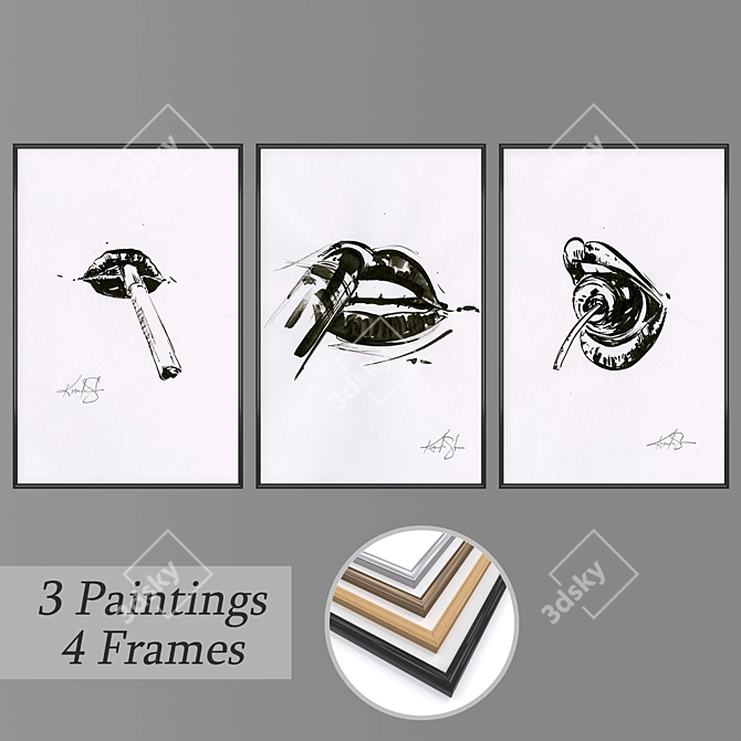 Abstract Wall Art Set 1937 3D model image 1