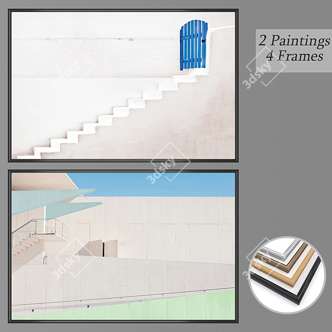 Artistic Wall Paintings Set 3D model image 1