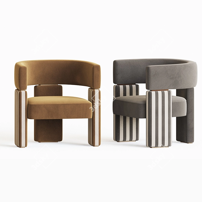 Elegant Fendi Casa Armchair 3D model image 3