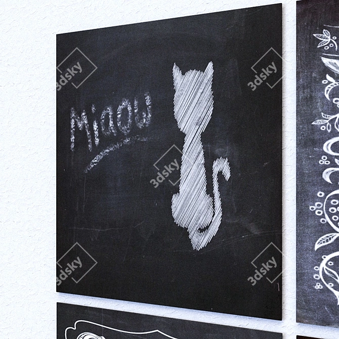 4-Piece Chalkboard Set: Versatile & Stylish 3D model image 2