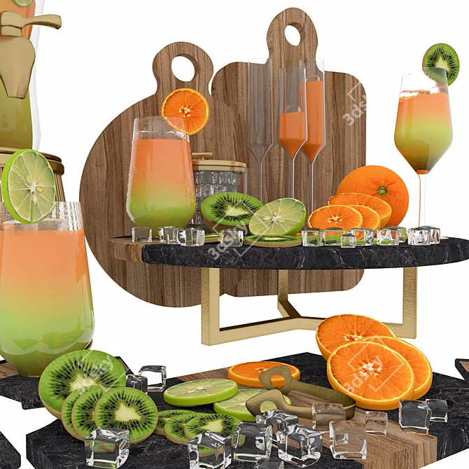 Title: Refreshing Set: Drink & Fruit 3D model image 5