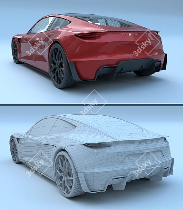 Experience the Futuristic TESLA Roadster 3D model image 3