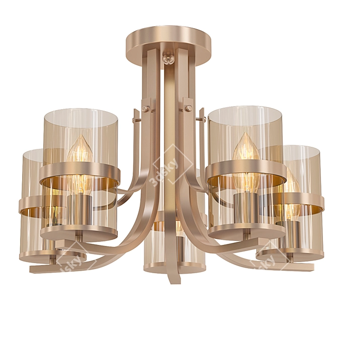 Antique Bronze Glass Chandelier 3D model image 1