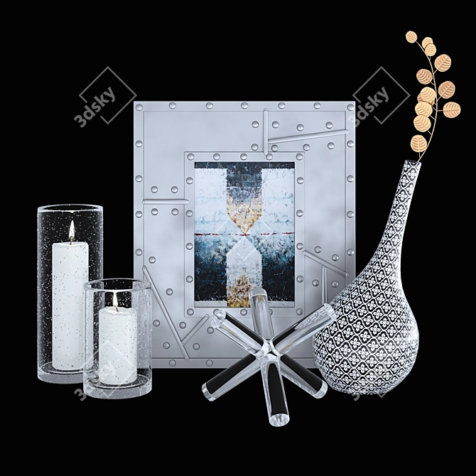 Elegant Glass Set - 17cm Star Design 3D model image 1