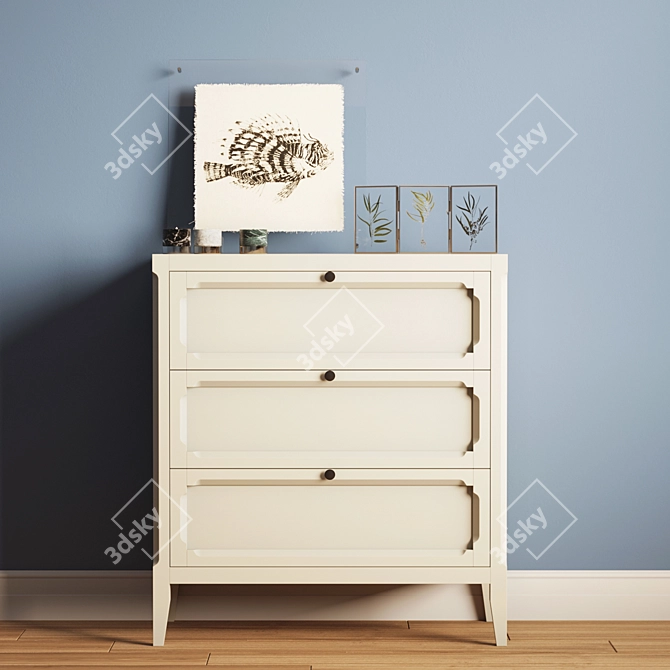 Eugénie Chest of 3 Drawers: Elegant Storage Solution 3D model image 1