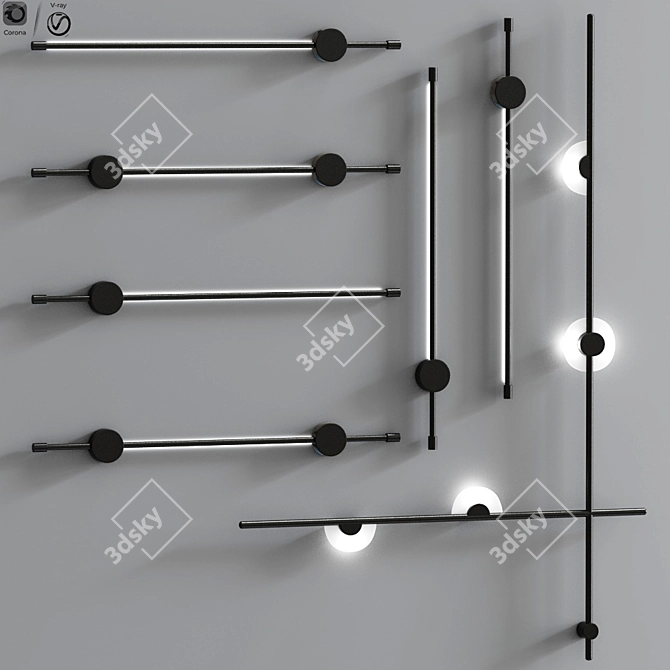 Modern Mezzaluna Wall Lamp Set 3D model image 1