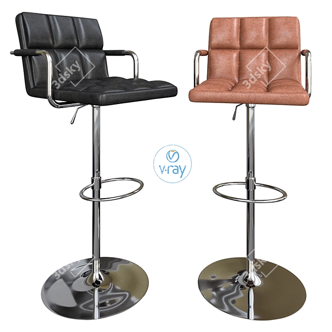 Valdis Adjustable Height Bar Stool 3D model image 1