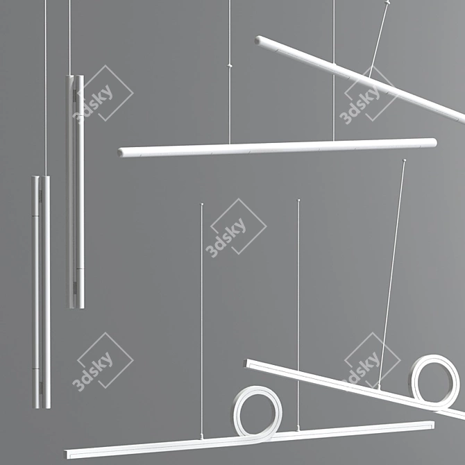 Contemporary LED Linear Pendant 3D model image 2