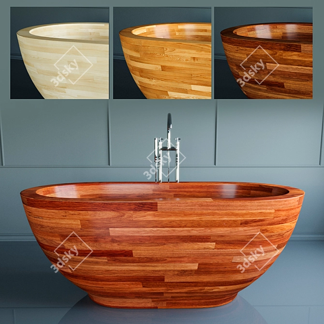 Luxury Wood Bathtub: Aquatica Karolina 2 3D model image 1