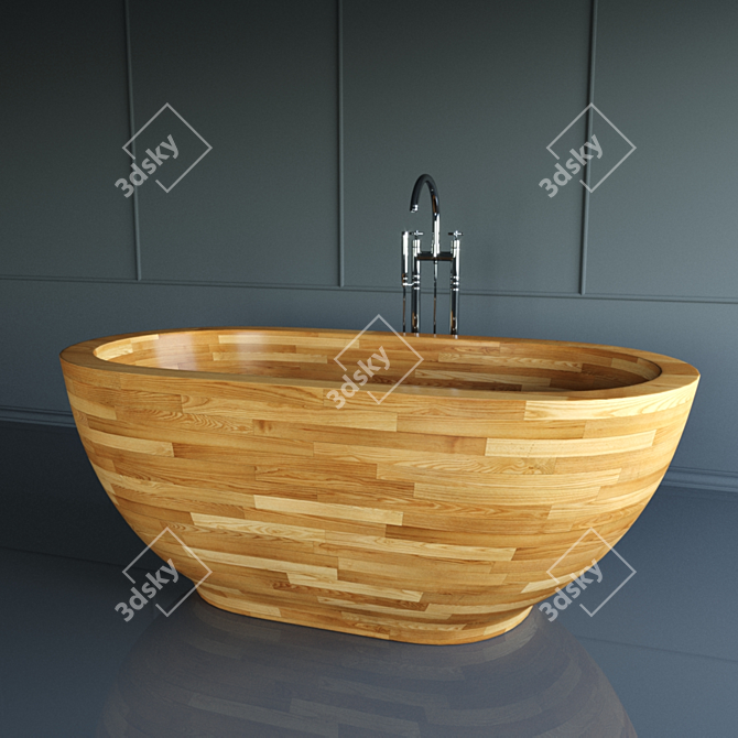 Luxury Wood Bathtub: Aquatica Karolina 2 3D model image 3