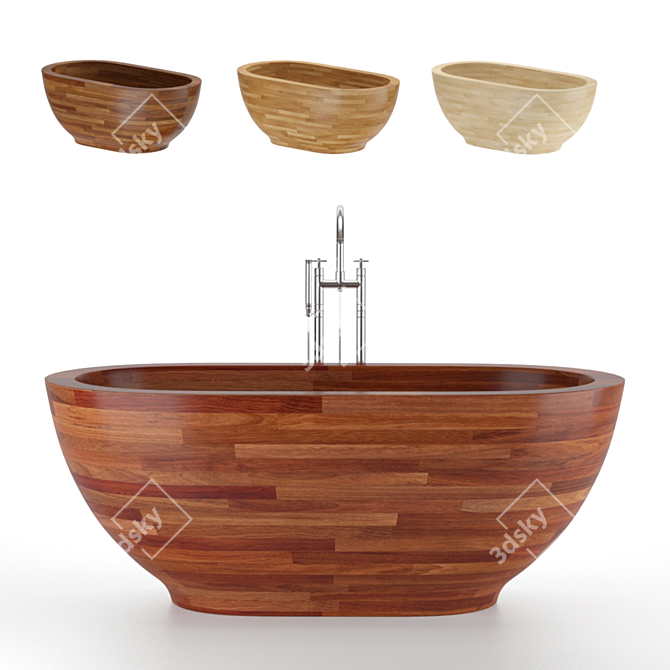 Luxury Wood Bathtub: Aquatica Karolina 2 3D model image 6