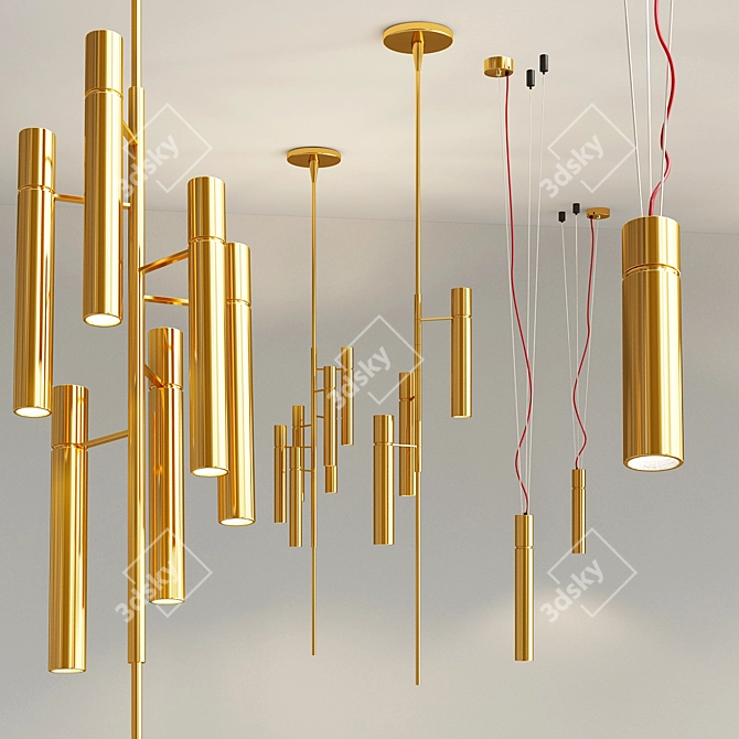 Sleek Tubular Light Fixtures 3D model image 1