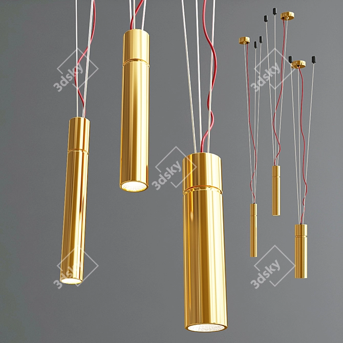 Sleek Tubular Light Fixtures 3D model image 2