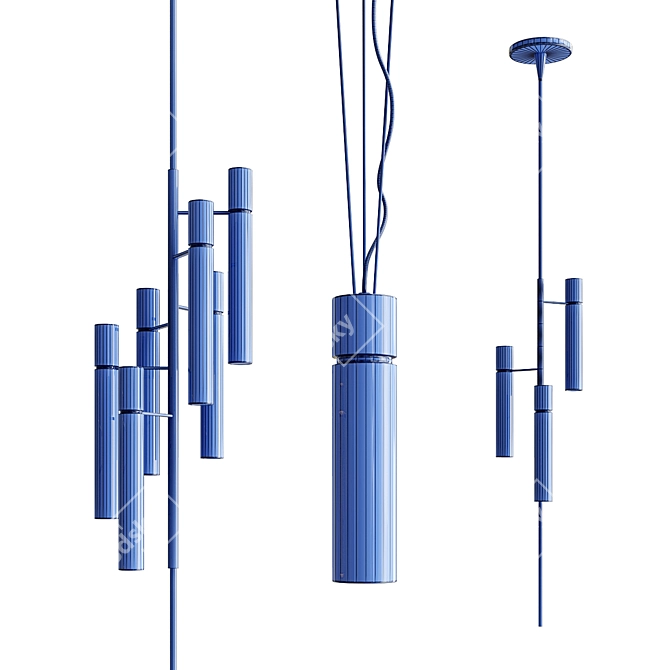 Sleek Tubular Light Fixtures 3D model image 4