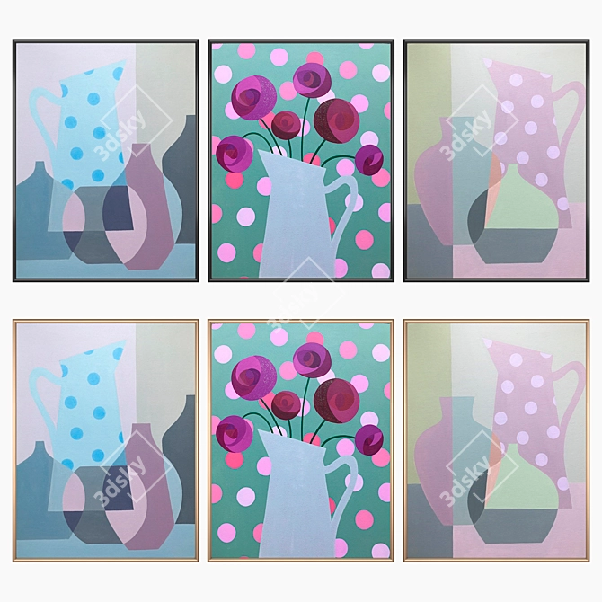 Abstract Trio Wall Art Set 3D model image 2