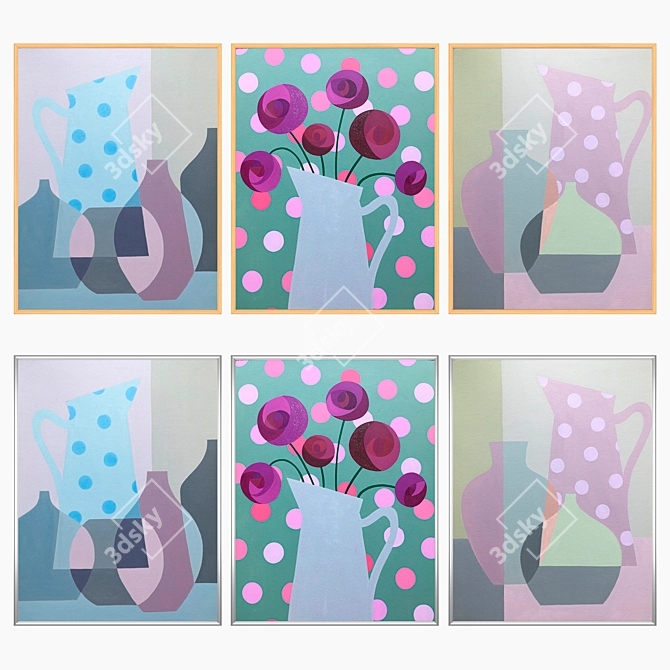 Abstract Trio Wall Art Set 3D model image 3