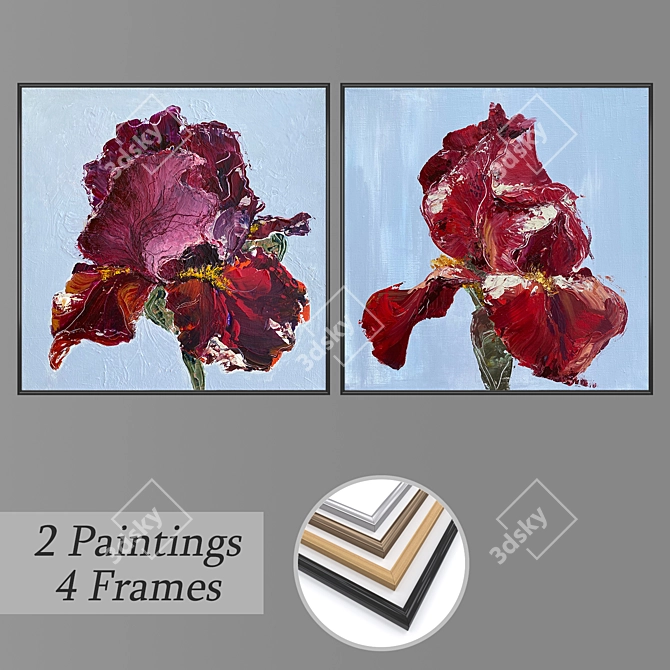 "Versatile Set of Wall Paintings with Frame Options 3D model image 1