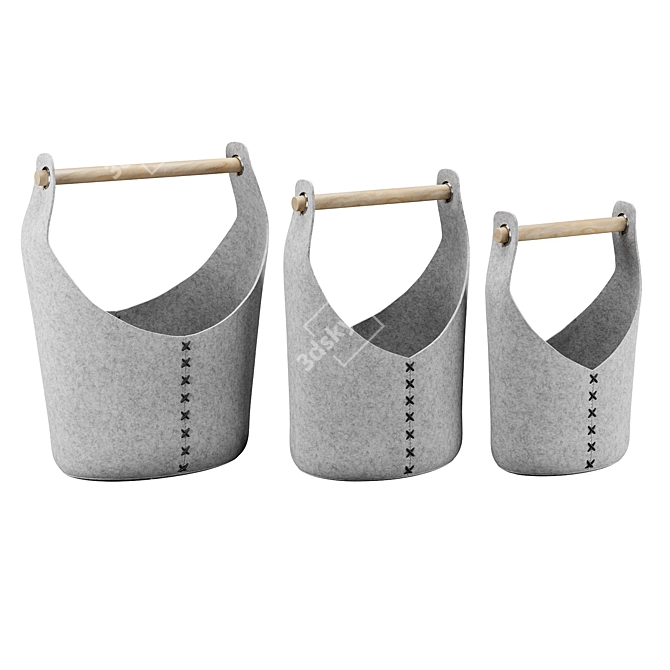 Versatile Gray Baskets: Functional & Stylish 3D model image 2