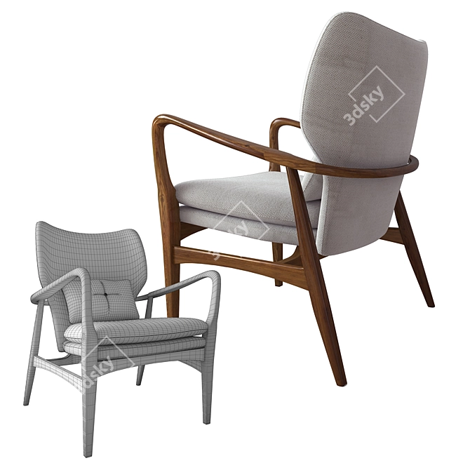 Aarhus Mid Century Armchair 3D model image 2