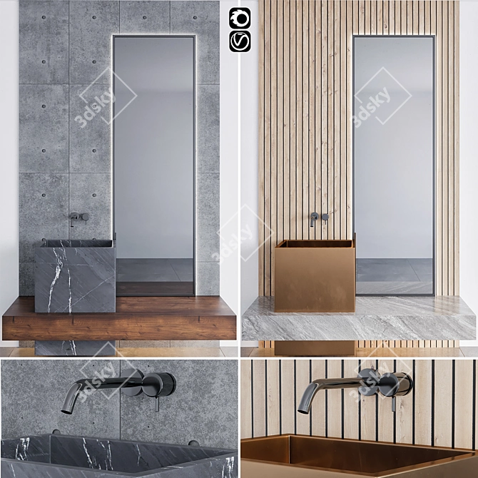 Modern Bathroom Furniture Set 3D model image 1