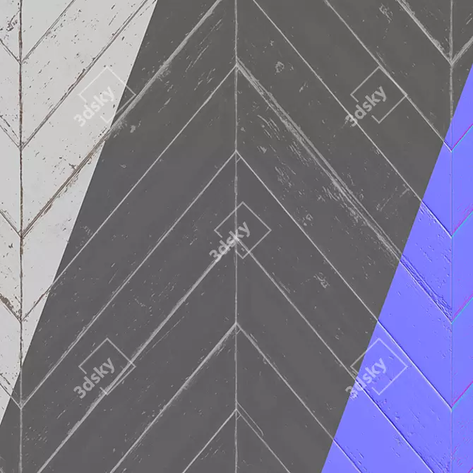 White Chevron Parquet: PBR Textures 3D model image 3