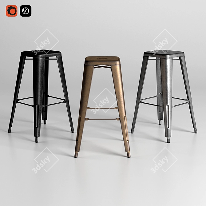 Tolixch Bar Stool: Sleek and Versatile 3D model image 1