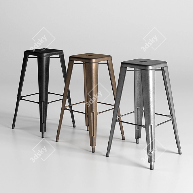 Tolixch Bar Stool: Sleek and Versatile 3D model image 2