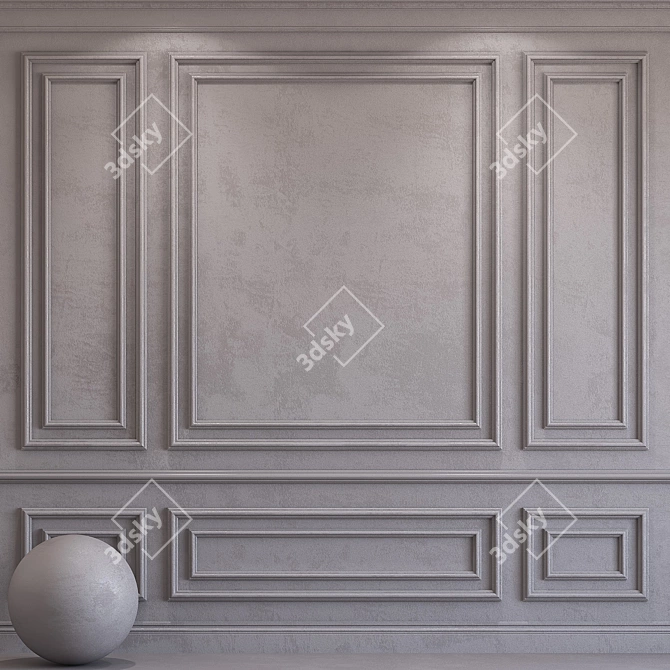 Opal Gray Decorative Plaster with Molding 3D model image 1