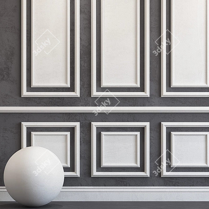 Elegant Plaster Molding 54 3D model image 2