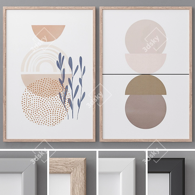 Abstract Modern Art Frames Set 3D model image 1