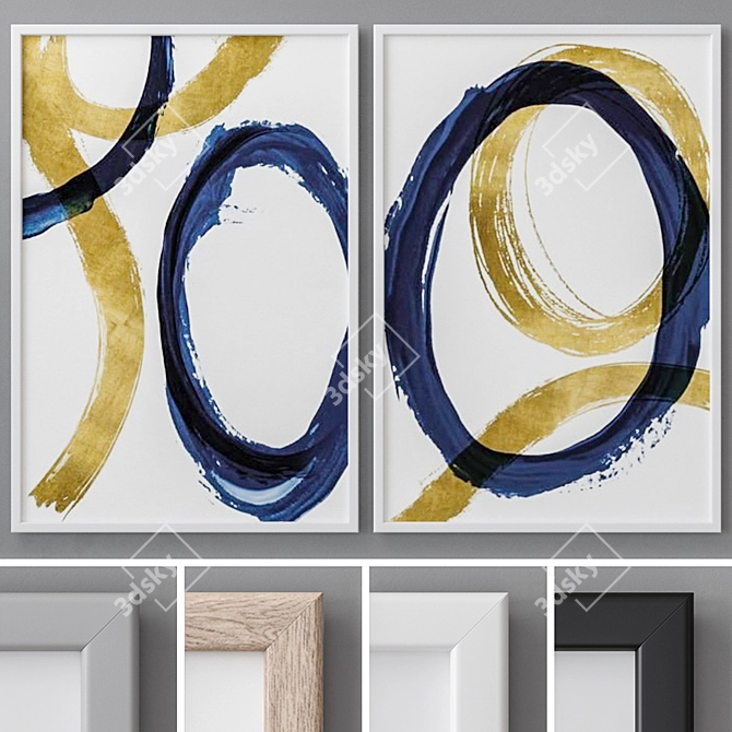 Abstract Modern Paintings Set 3D model image 1