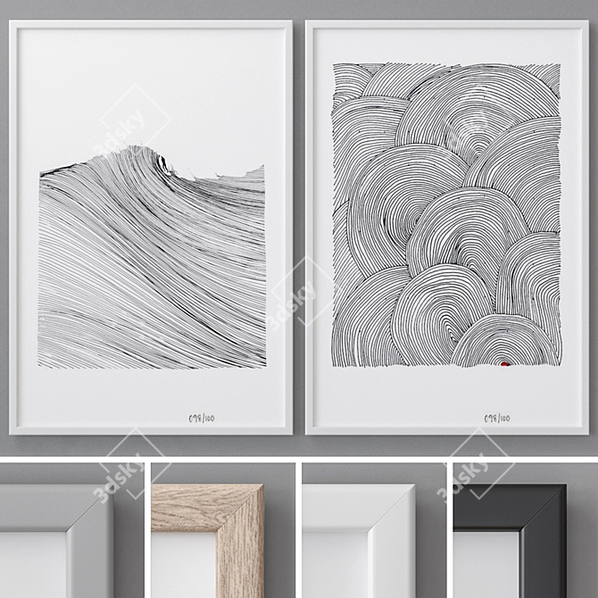 Modern Abstract Photo Frames Set 3D model image 1