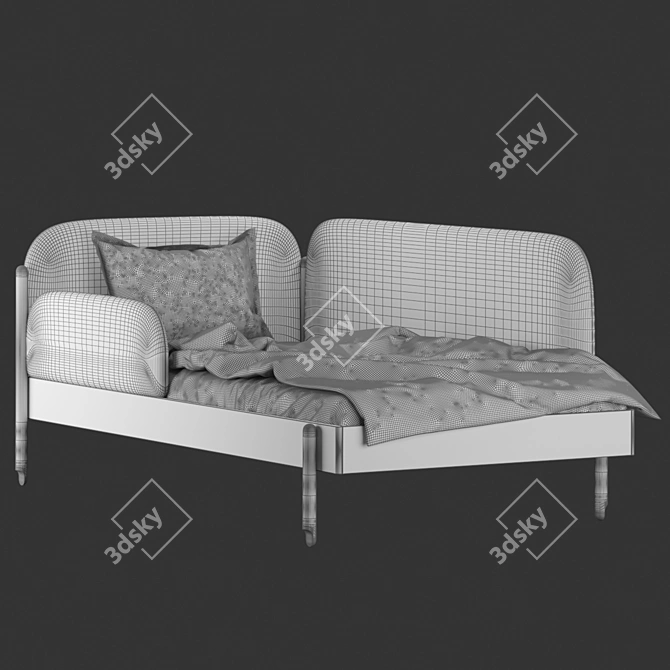 Modern Single Bed Frame 3D model image 5