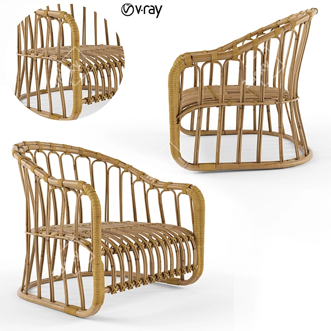 Boholounge Rattan Lounge Chair 3D model image 1