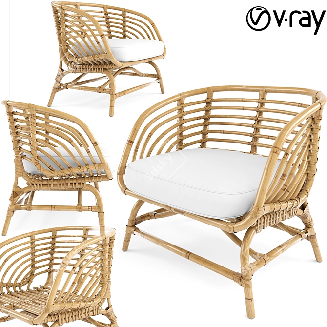 Rattan Armchair - Stylish Bamboo Design 3D model image 1