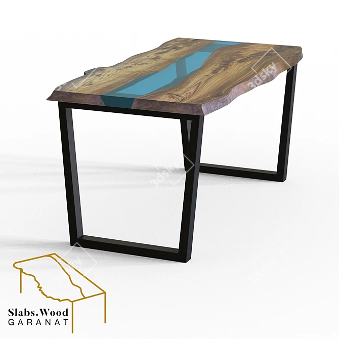 Rustic River Table by Slabs.Wood 3D model image 2