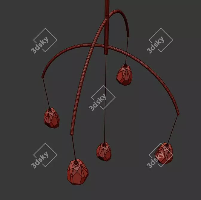 Glamour Arced Crystal Chandelier 3D model image 2