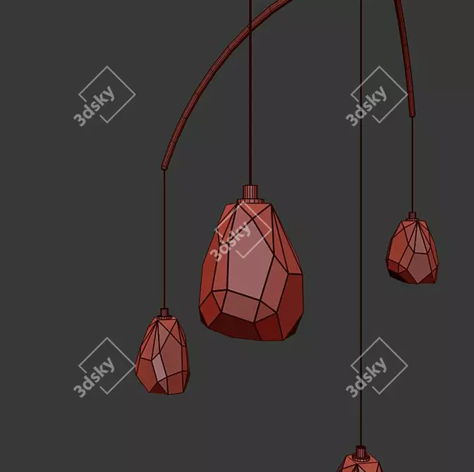 Glamour Arced Crystal Chandelier 3D model image 3