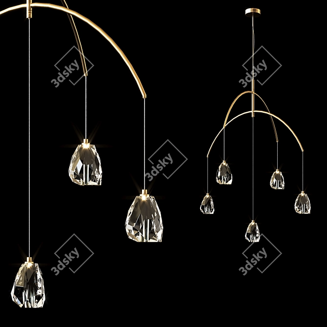 Glamour Arced Crystal Chandelier 3D model image 4