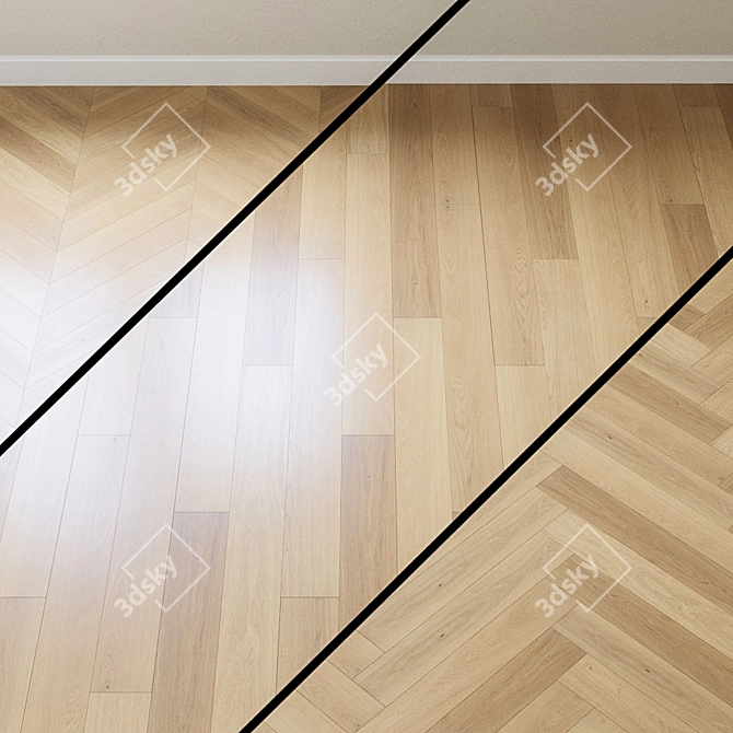 French Oak Chevron Parquet Board 3D model image 1