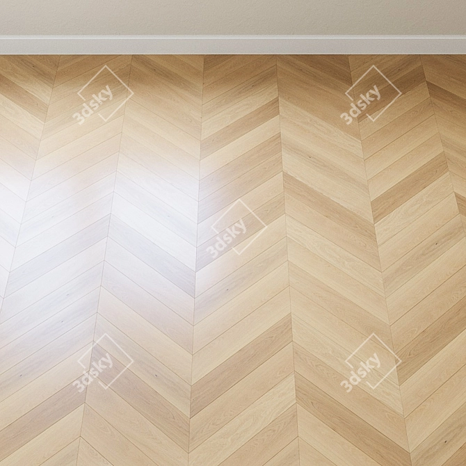 French Oak Chevron Parquet Board 3D model image 3